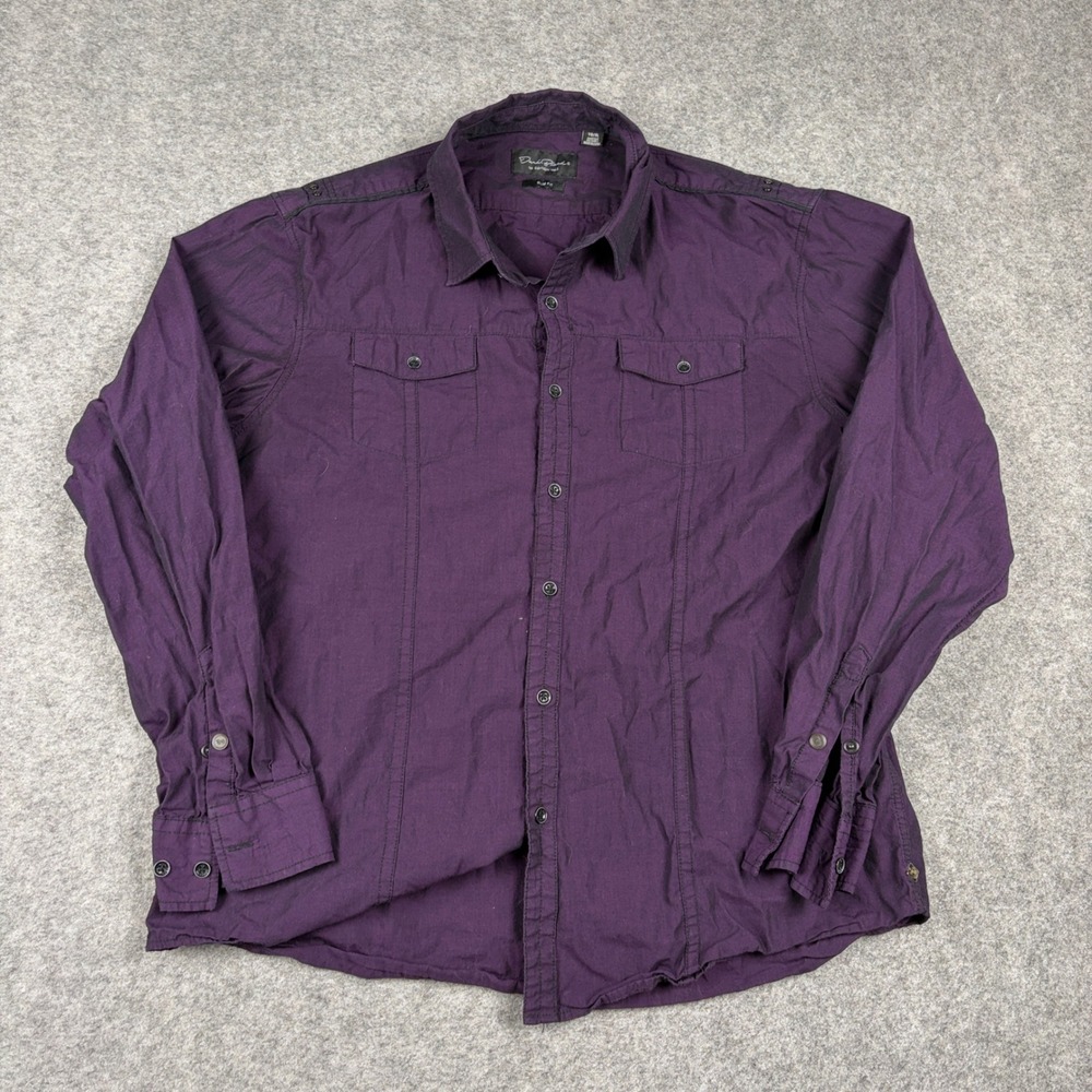 Dark‎ Black Button Down Shirt Mens XL Purple Slim Fit 1st Edition Vol 2